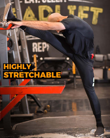 Adi Black Dri-Fit Trouser with Red and White Panel