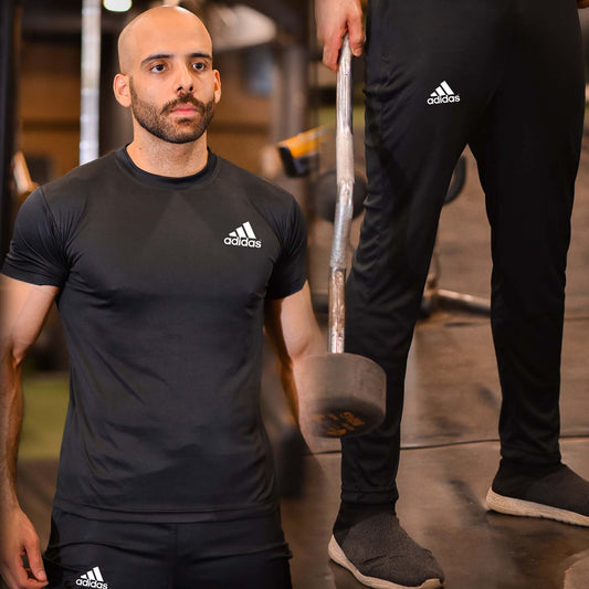 Adi Plain Black Dri-Fit Tracksuit