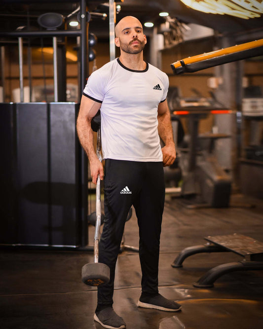 Adi White & Black Dri-Fit Tracksuit
